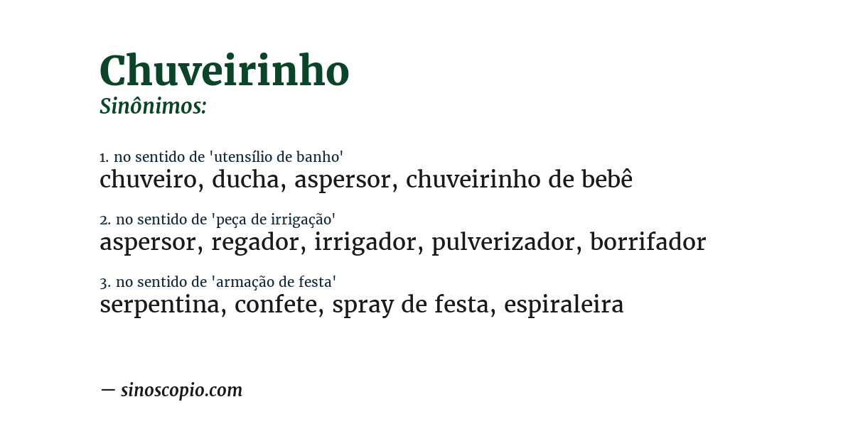 Sinônimo de chuveirinho