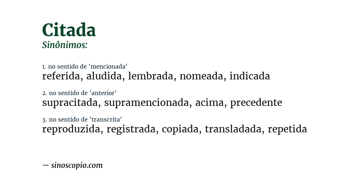 Sinônimo de citada