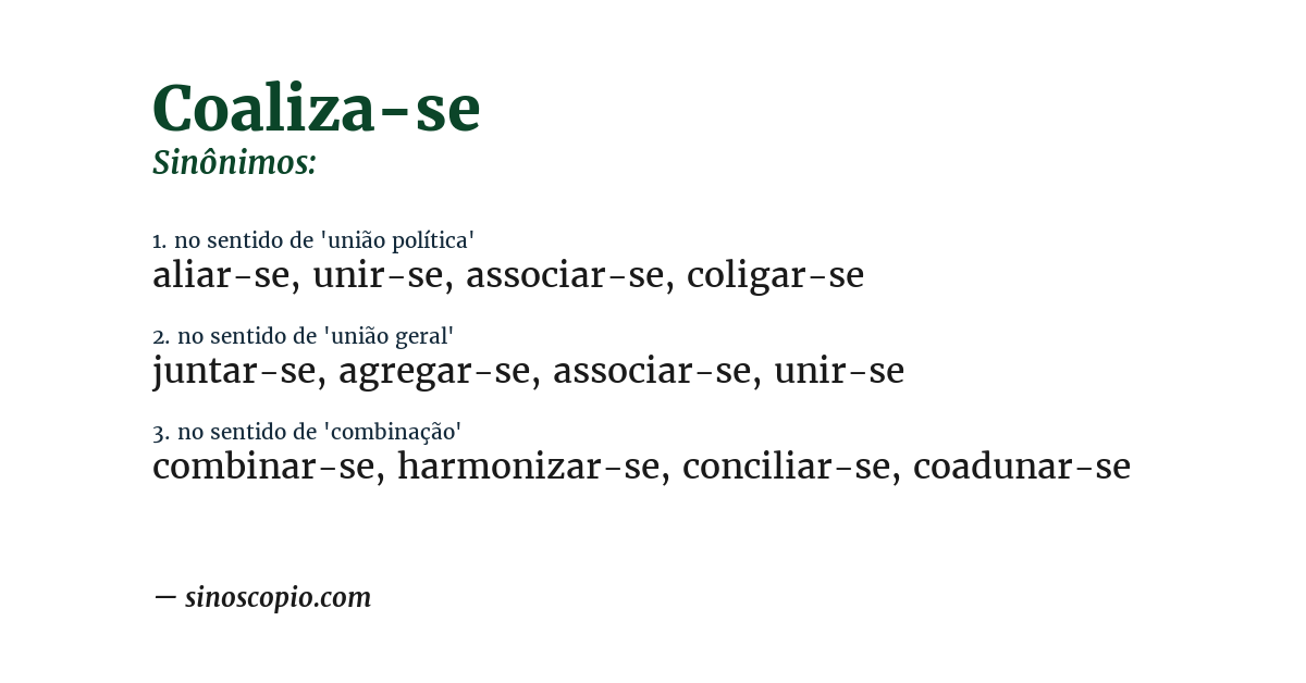Sinônimo de coaliza-se