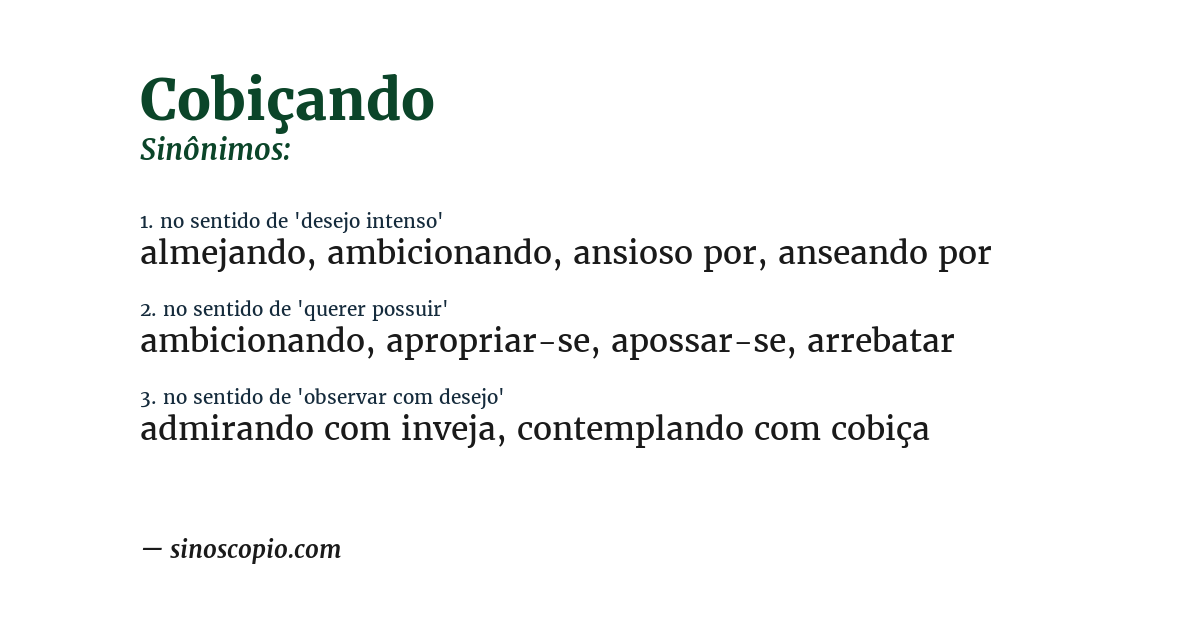 Sinônimo de cobiçando