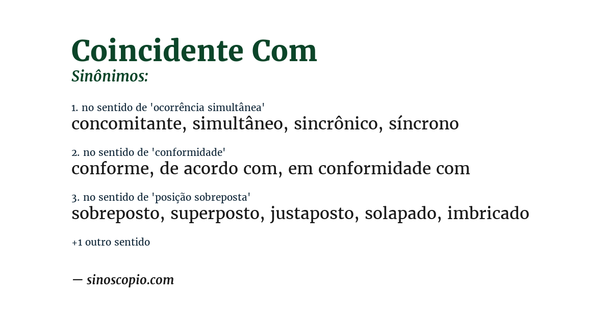 Sinônimo de coincidente com