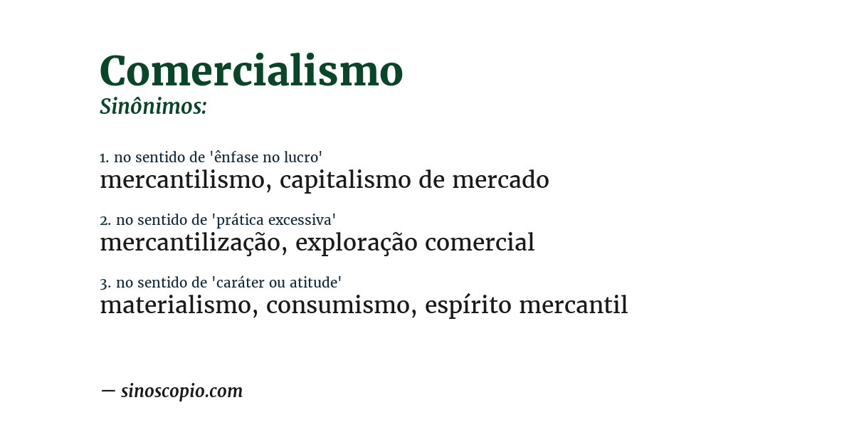 Sinônimo de comercialismo