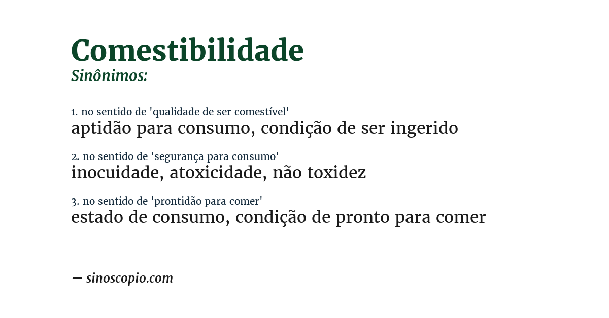 Sinônimo de comestibilidade
