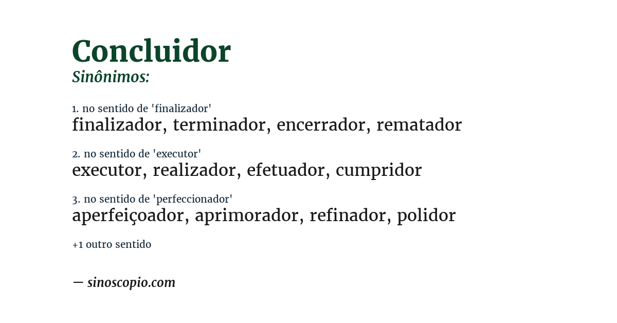 Sinônimo de concluidor