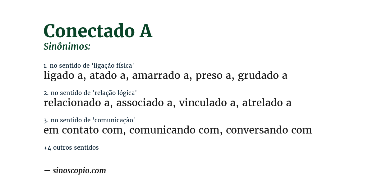 Sinônimo de conectado a