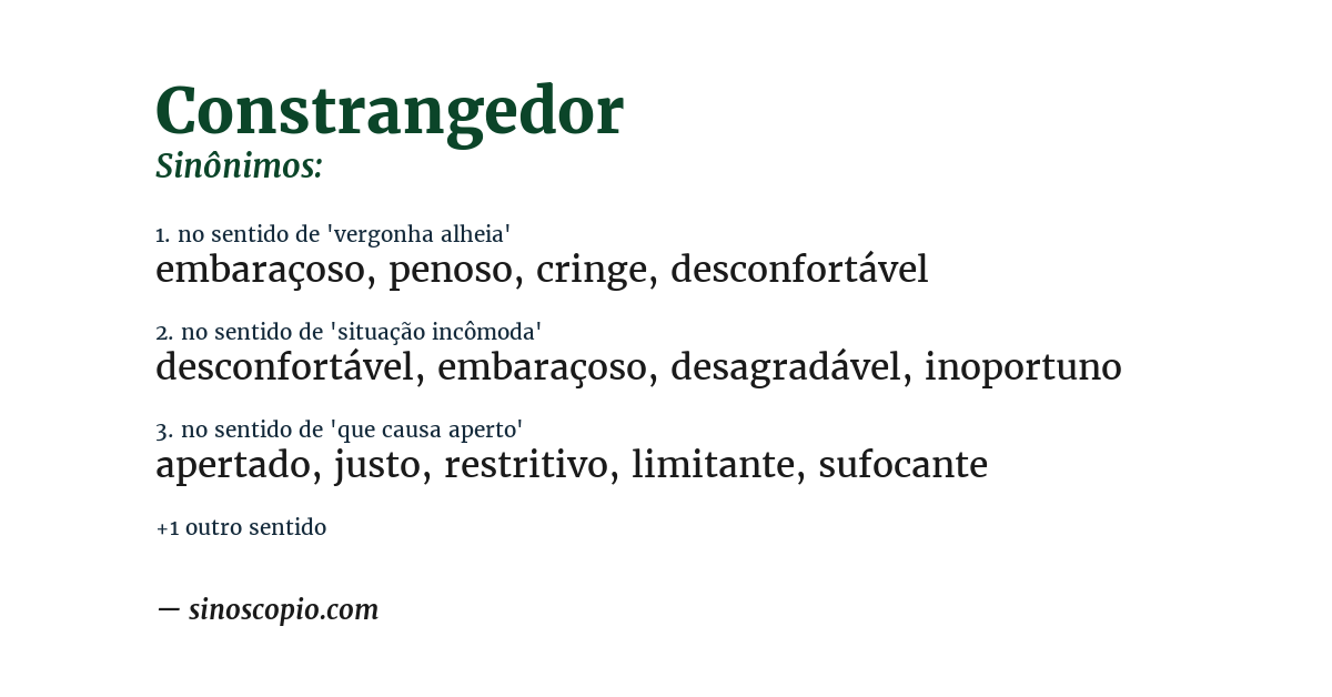 Sinônimo de constrangedor