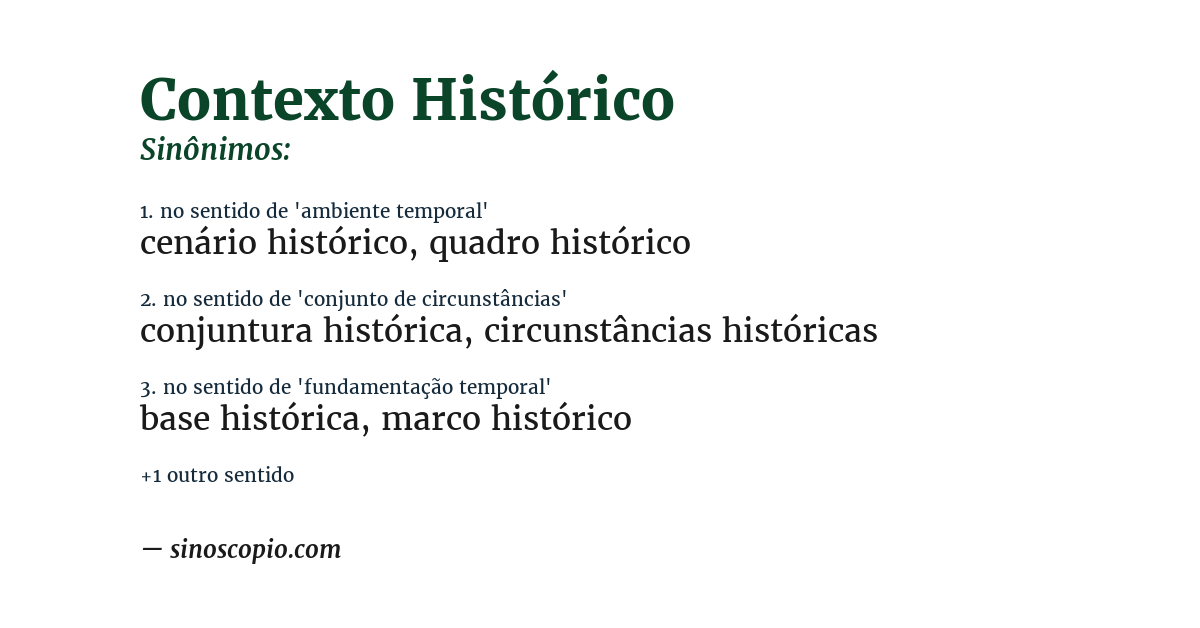 Sinônimo de contexto histórico