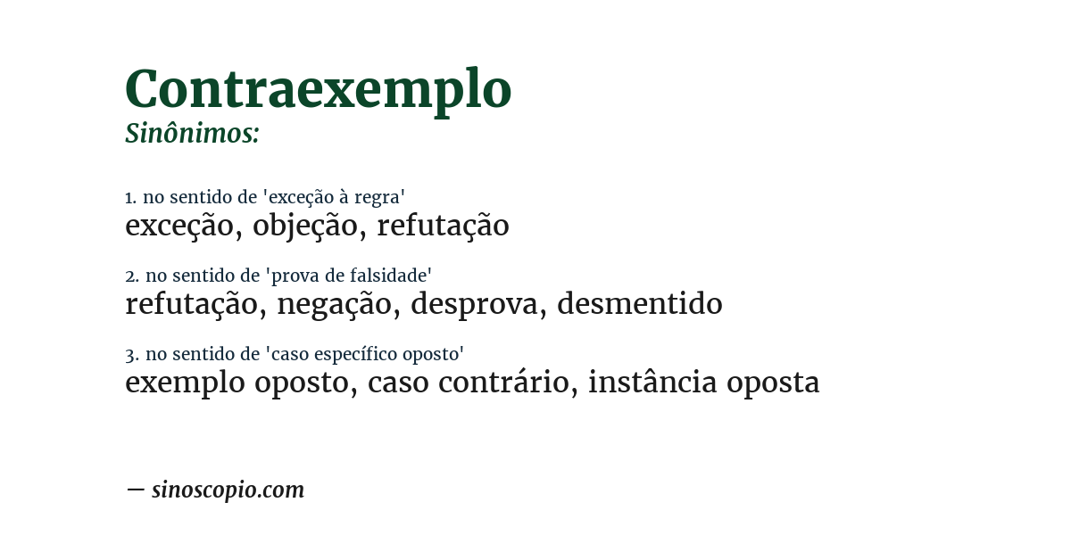 Sinônimo de contraexemplo