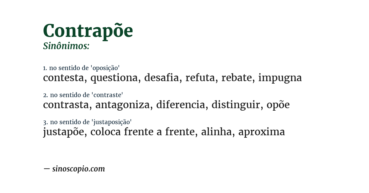 Sinônimo de contrapõe