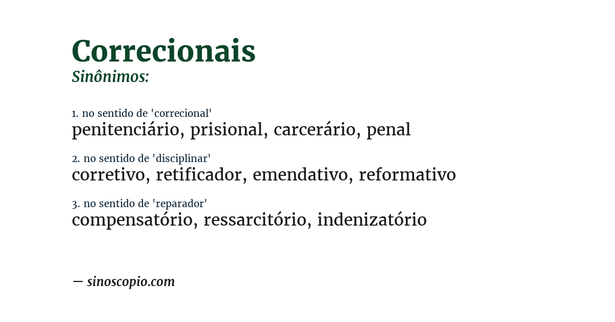 Sinônimo de correcionais