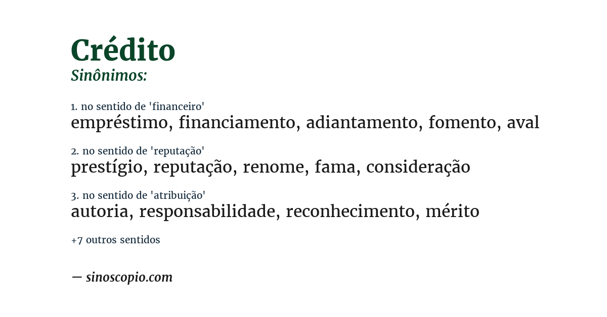 Sinônimo de crédito