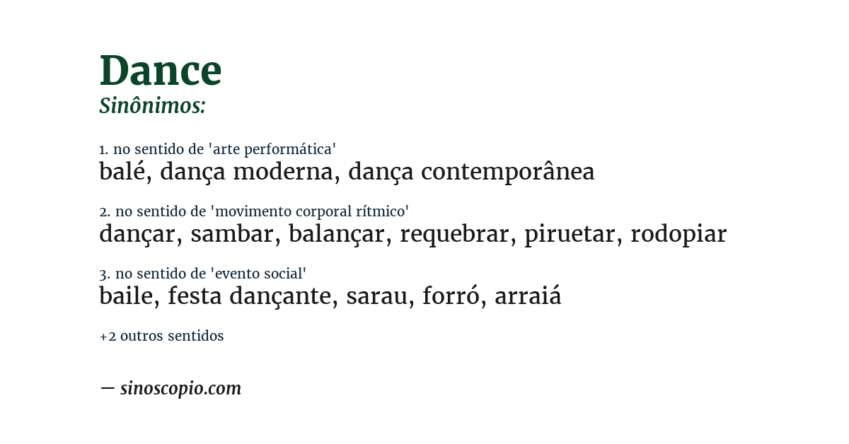 Sinônimo de dance