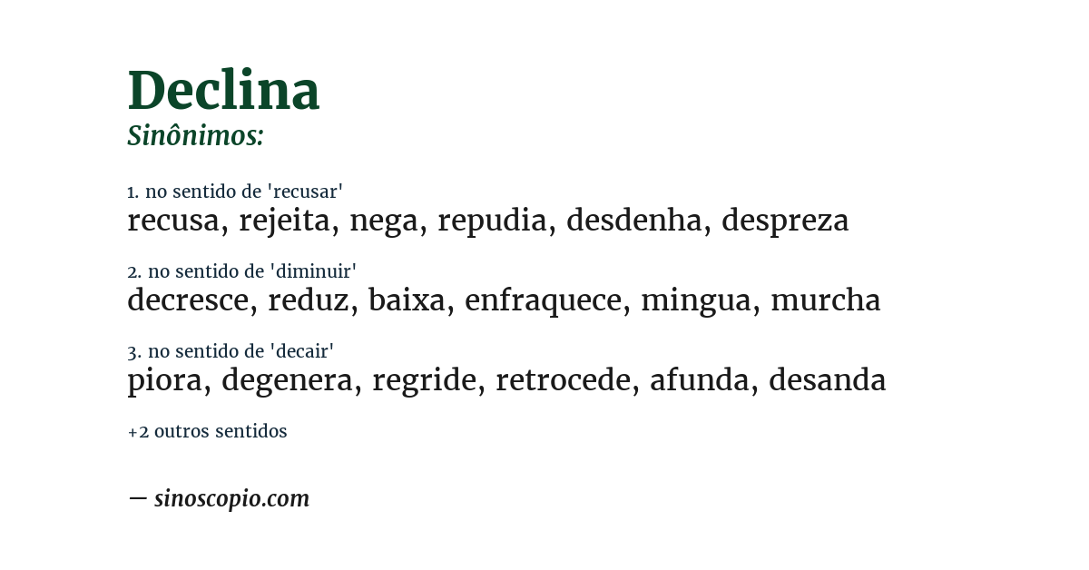 Sinônimo de declina