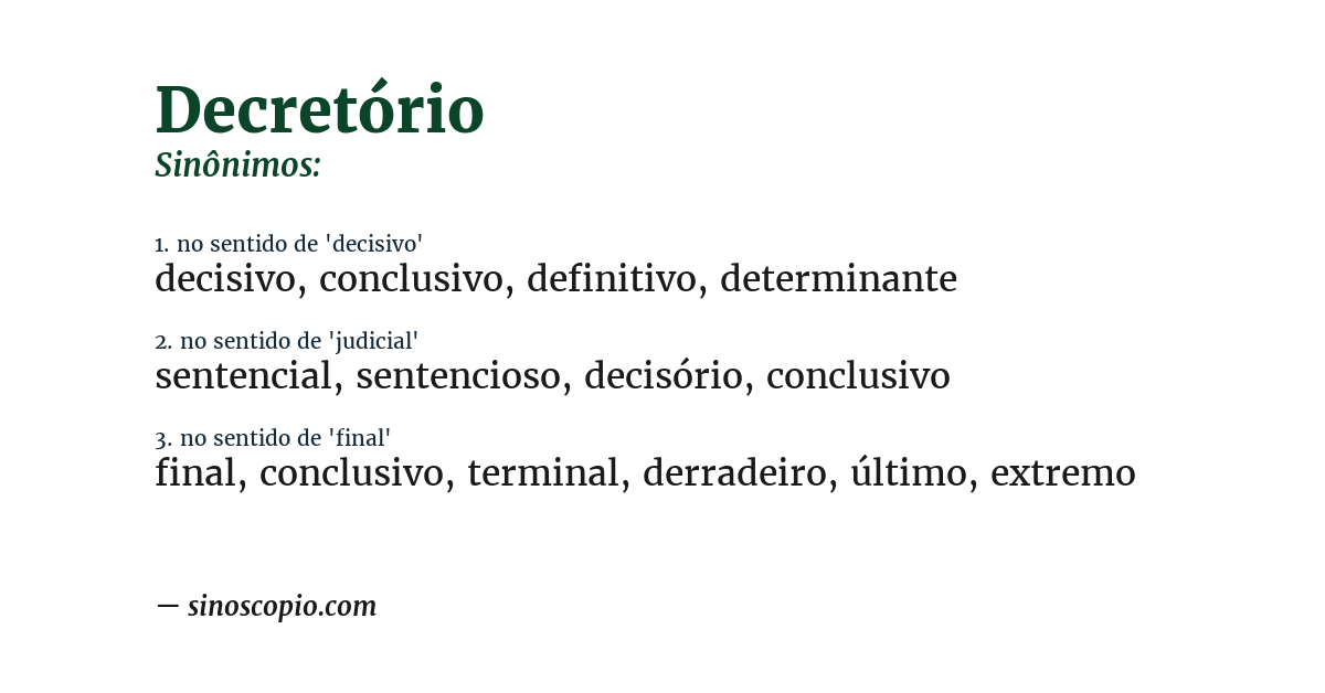 Sinônimo de decretório
