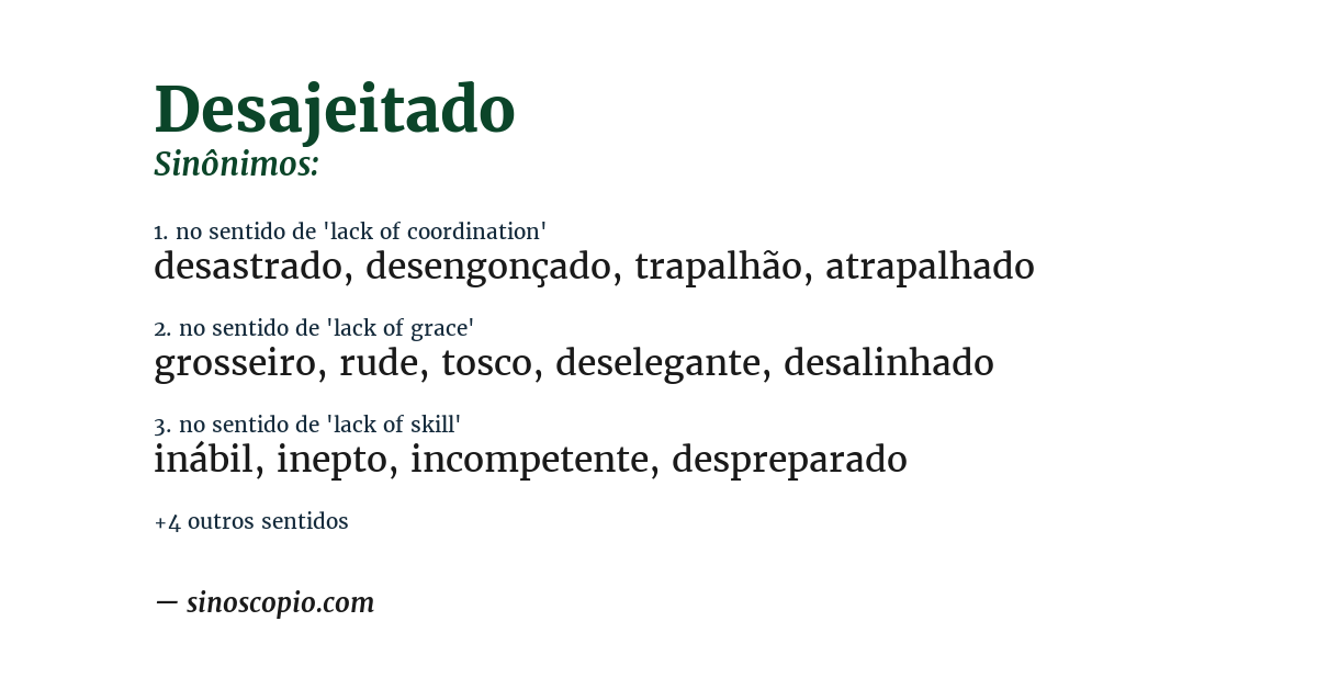 Sinônimo de desajeitado