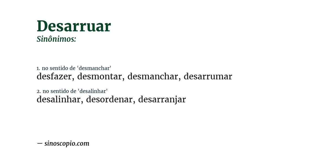 Sinônimo de desarruar