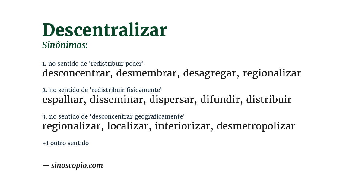 Sinônimo de descentralizar
