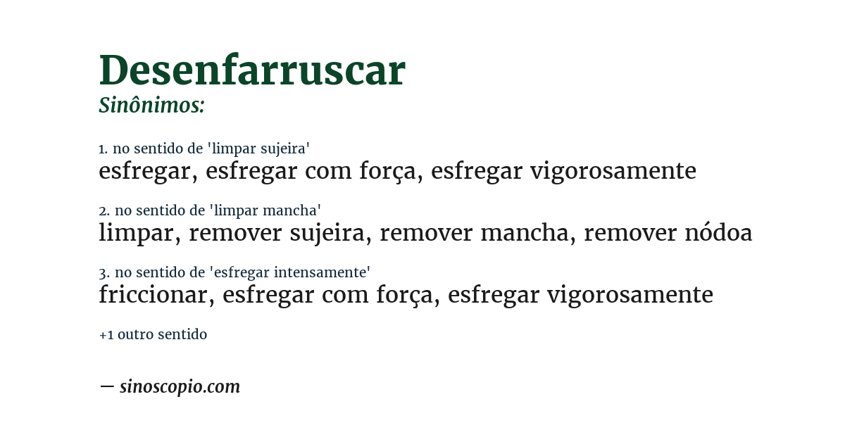 Sinônimo de desenfarruscar