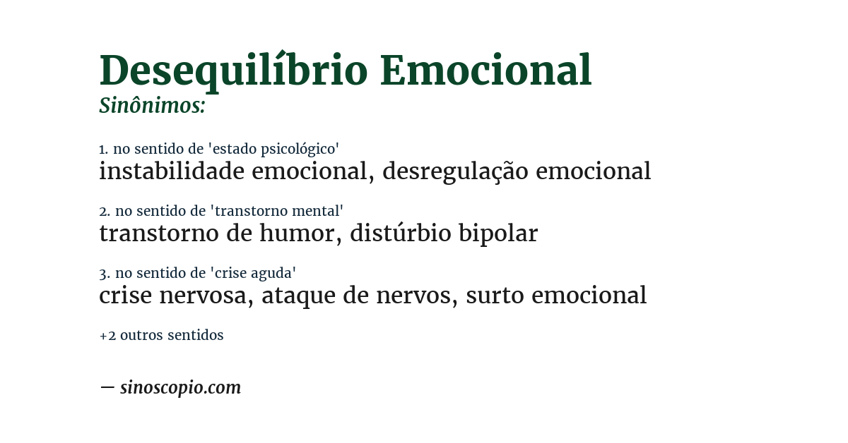 Sinônimo de desequilíbrio emocional