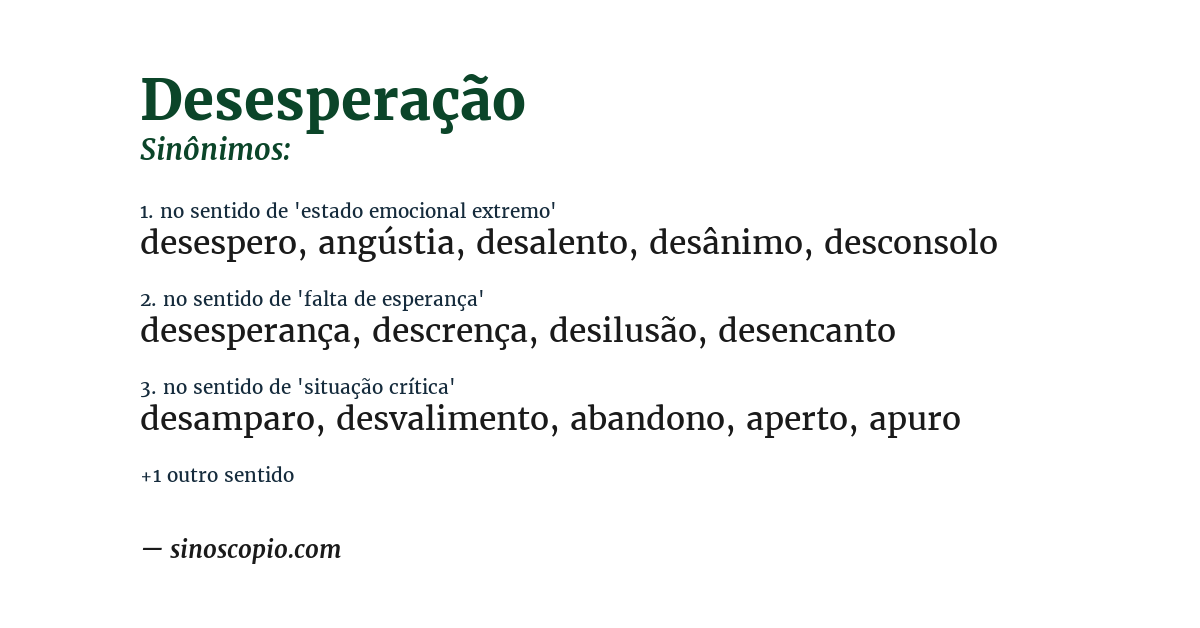 Sinônimo de desesperação