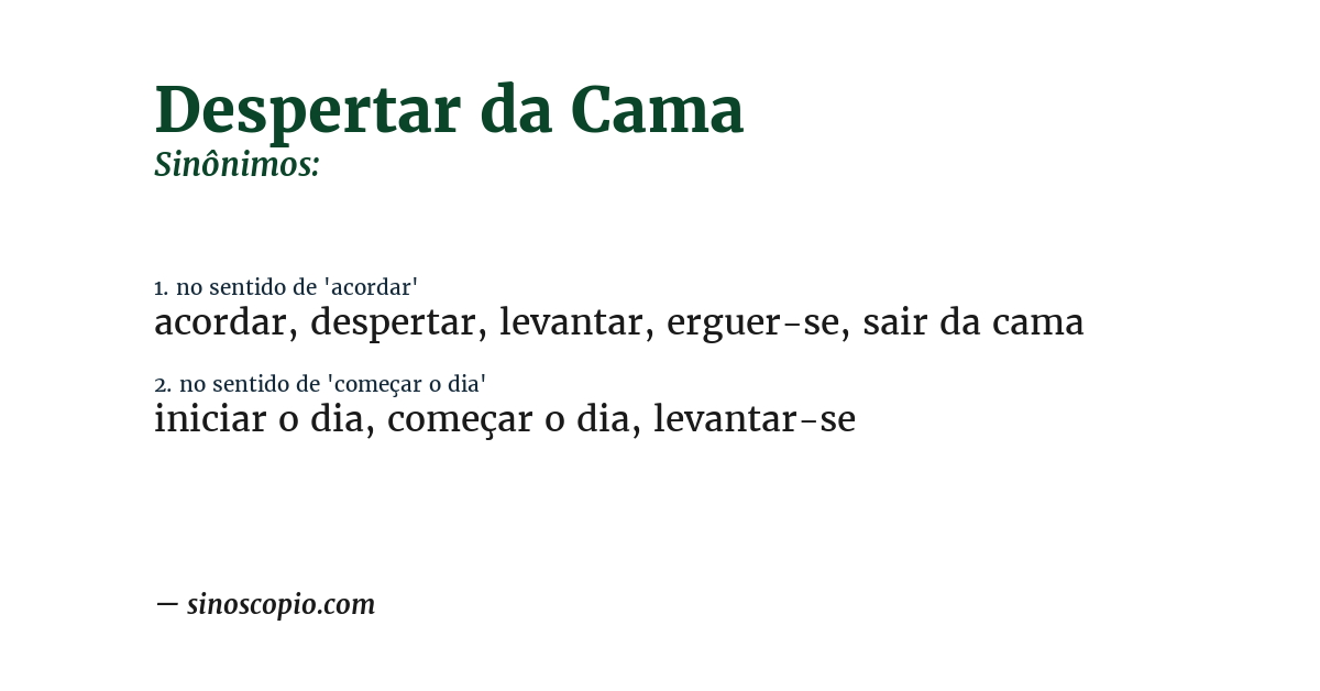 Sinônimo de despertar da cama