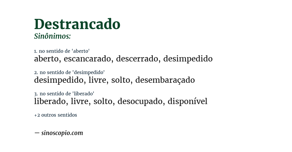 Sinônimo de destrancado