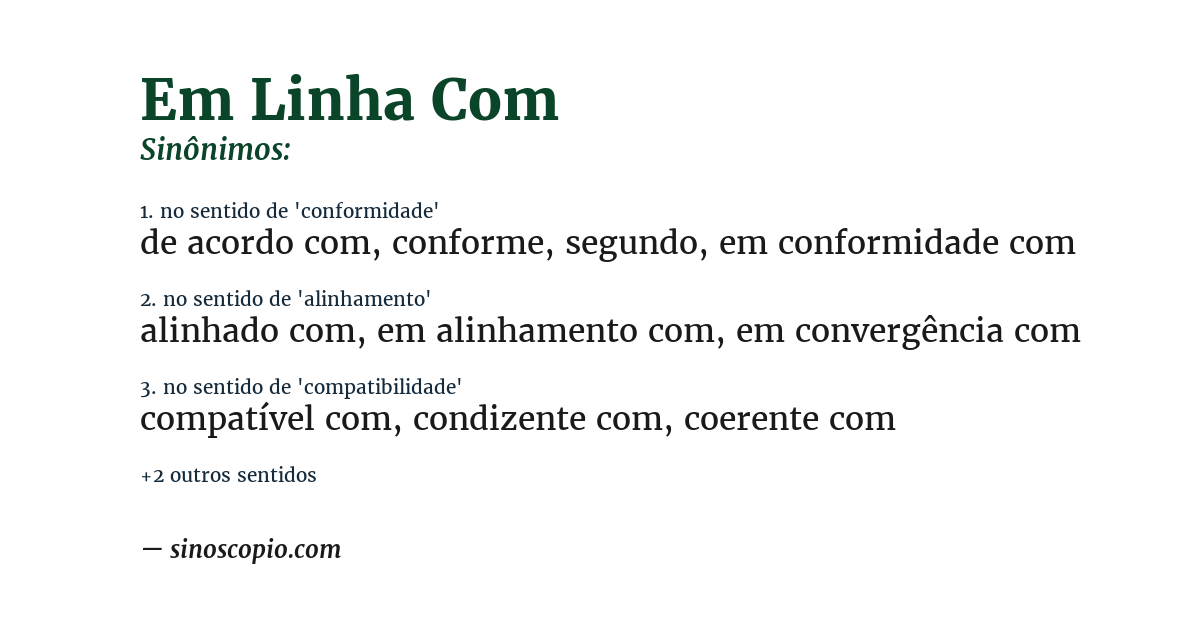 Sinônimo de em linha com