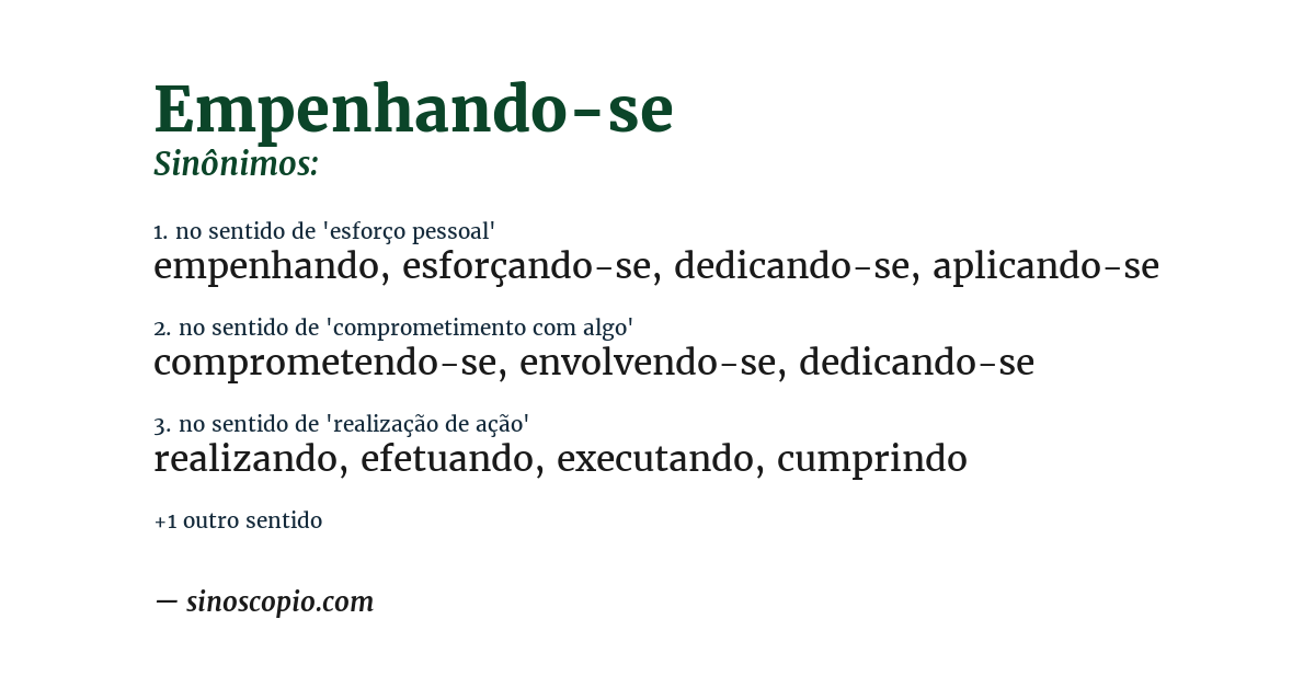 Sinônimo de empenhando-se