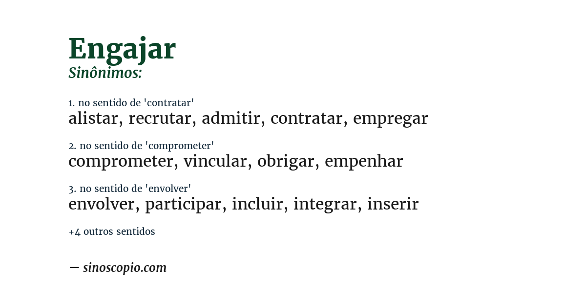 Sinônimo de engajar