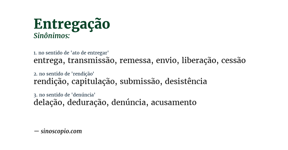 Sinônimo de entregação