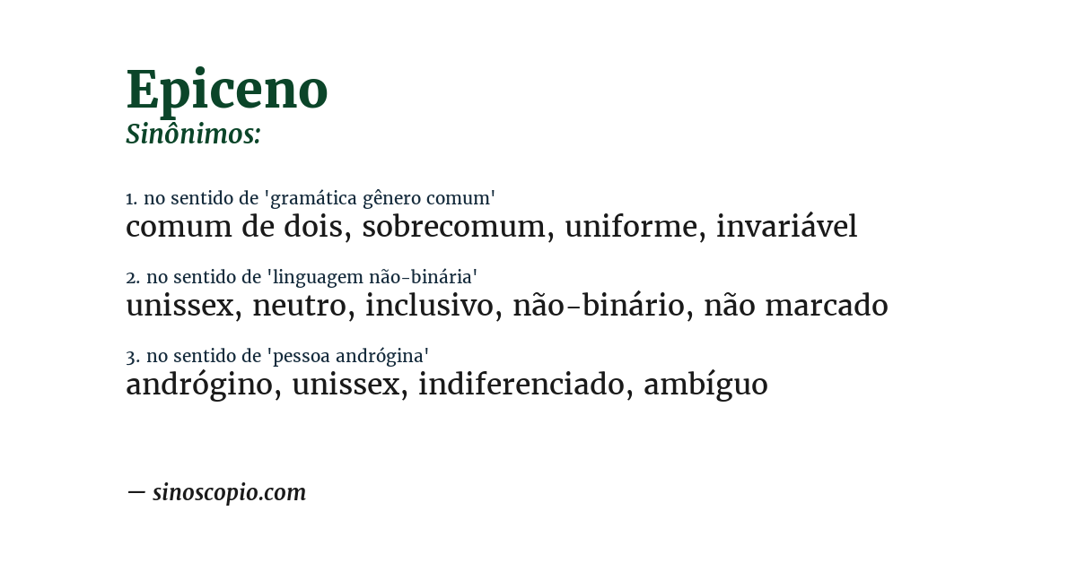 Sinônimo de epiceno