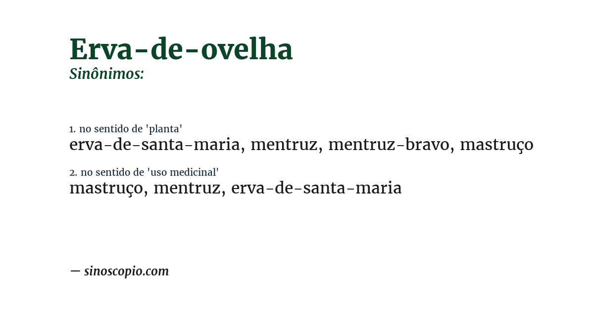 Sinônimo de erva-de-ovelha