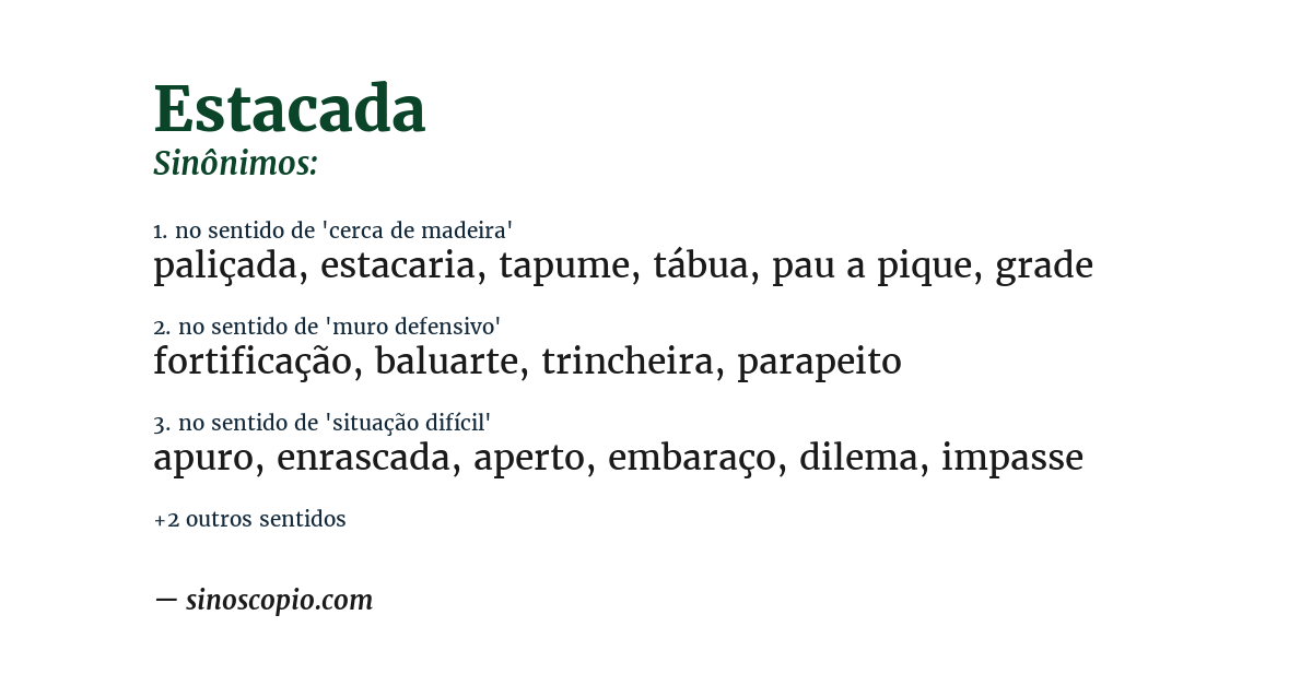 Sinônimo de estacada