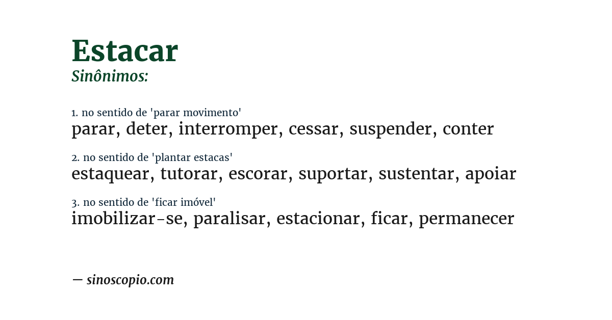 Sinônimo de estacar