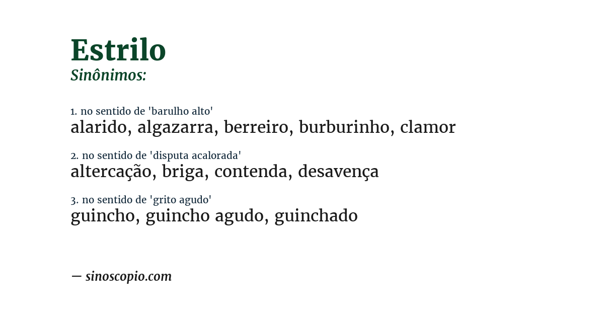 Sinônimo de estrilo