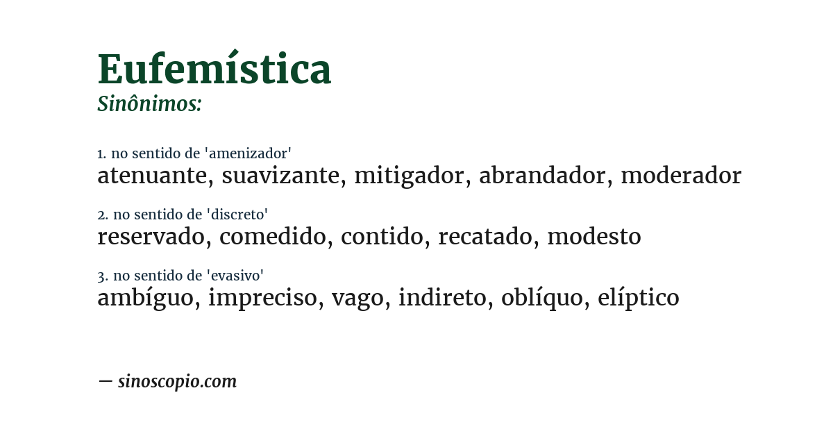 Sinônimo de eufemística