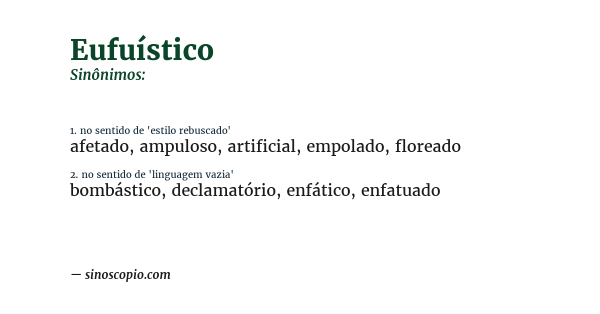 Sinônimo de eufuístico
