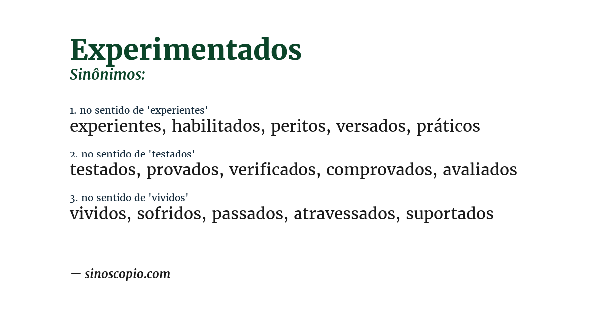 Sinônimo de experimentados
