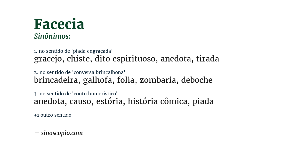 Sinônimo de facecia