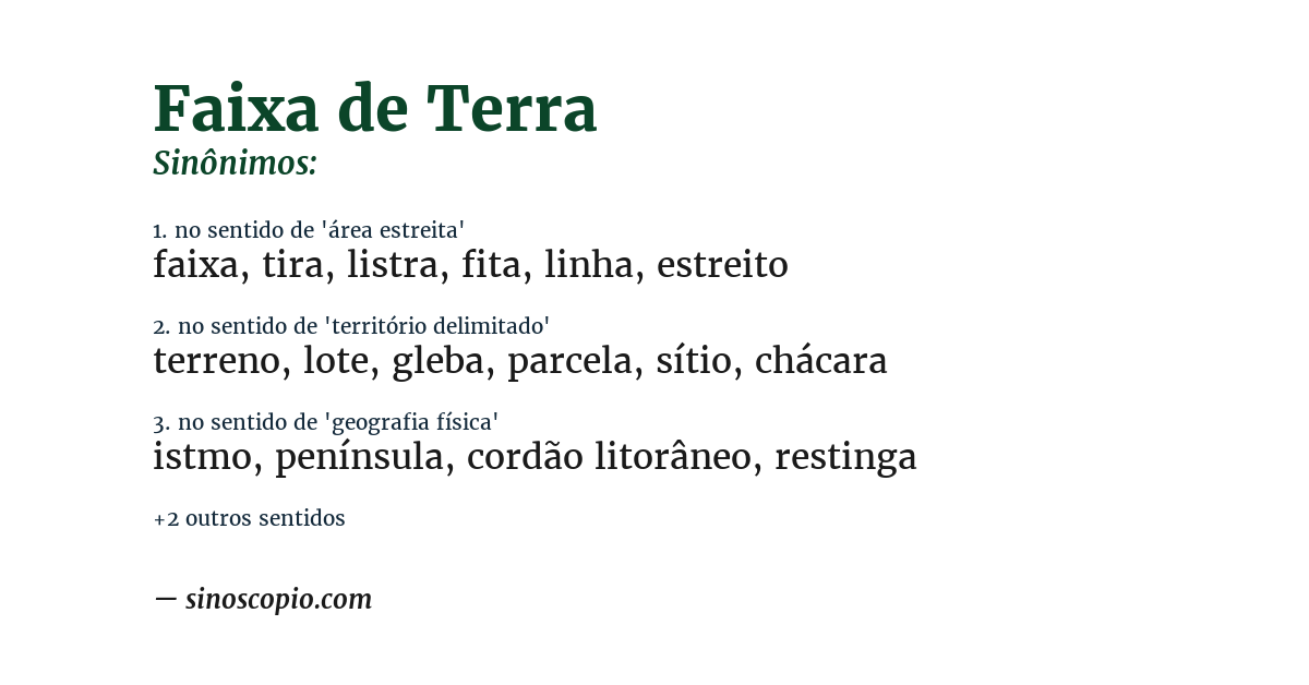 Sinônimo de faixa de terra
