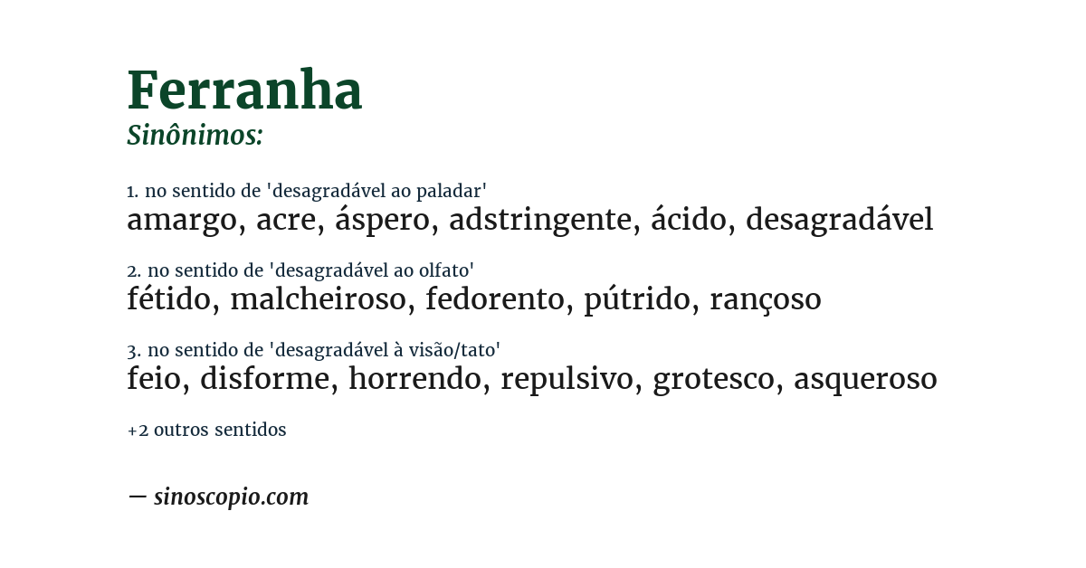 Sinônimo de ferranha
