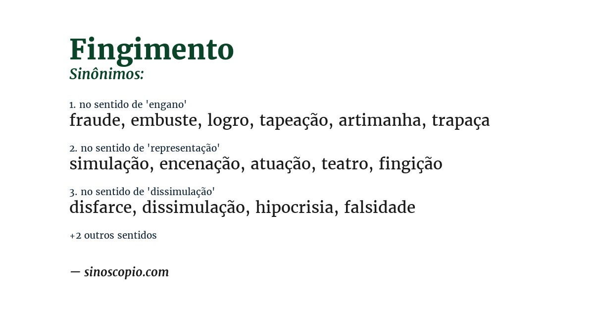 Sinônimo de fingimento