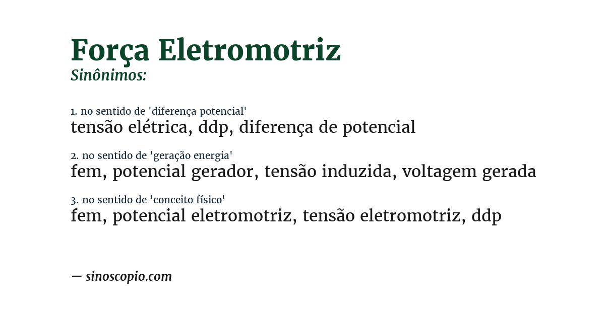 Sinônimo de força eletromotriz