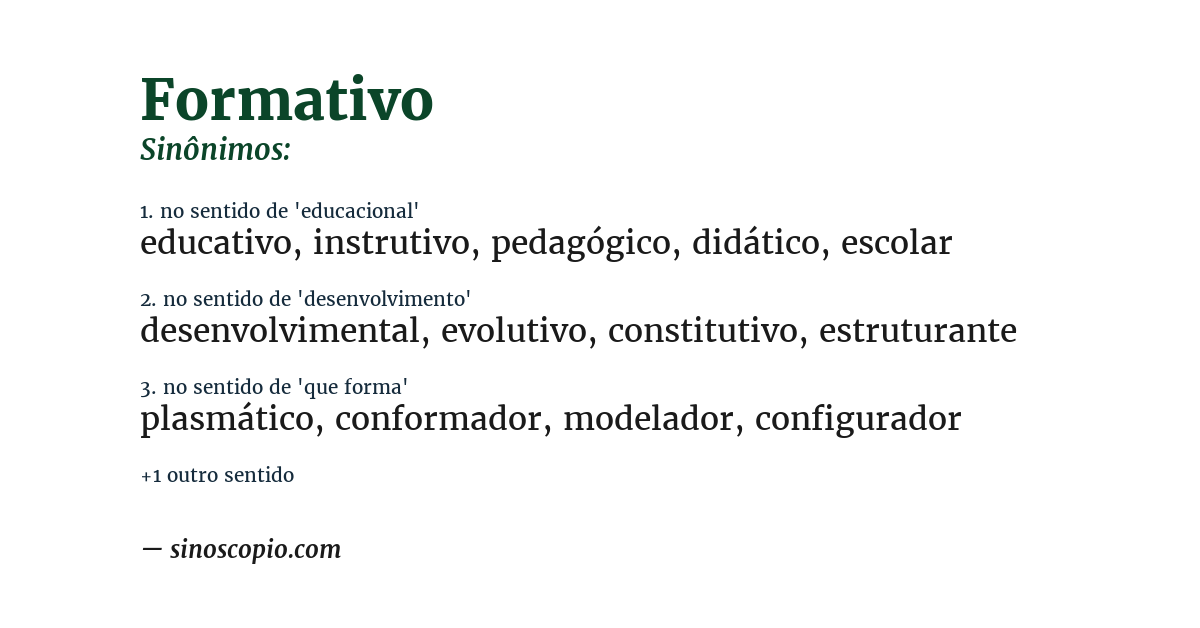 Sinônimo de formativo
