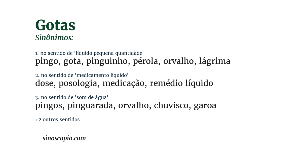 Sinônimo de gotas