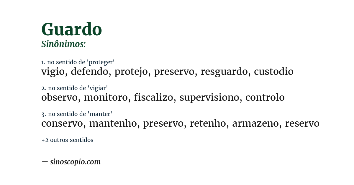 Sinônimo de guardo