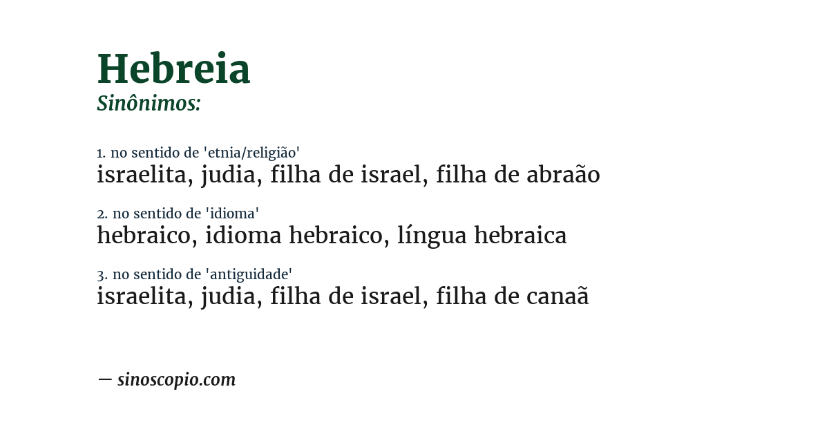 Sinônimo de hebreia