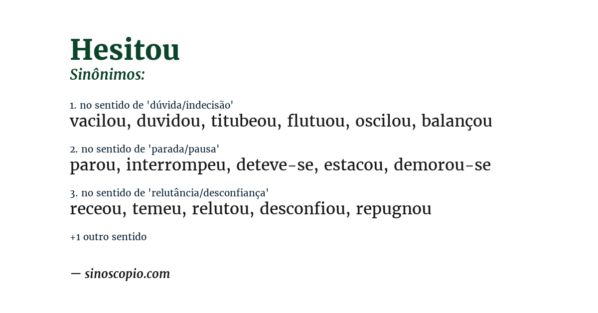 Sinônimo de hesitou