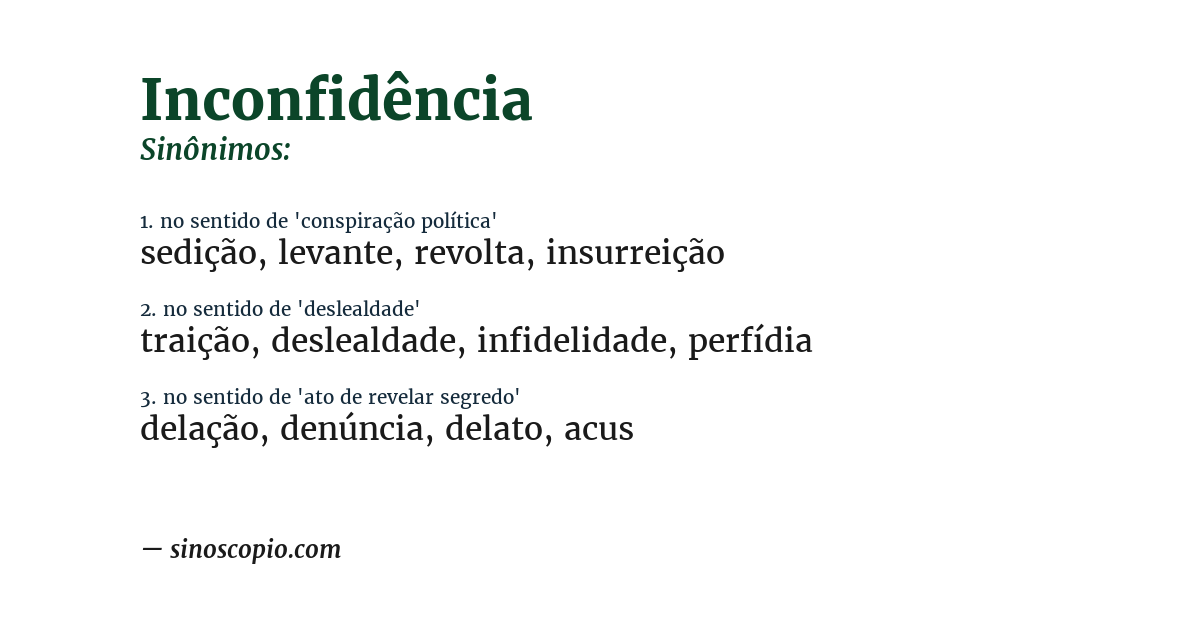 Sinônimo de inconfidência