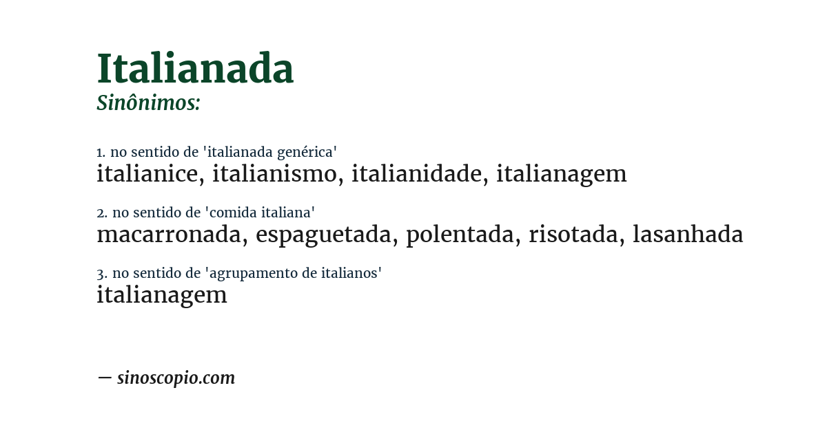 Sinônimo de italianada